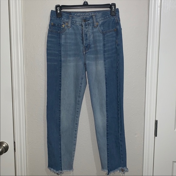 AMERICAN EAGLE Vintage High Rise Jeans Two Tone - Picture 3 of 6